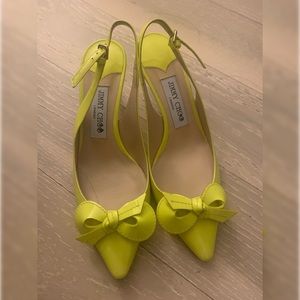 Jimmy Choo Blare Bow Neon Yellow Size 7 Slingback